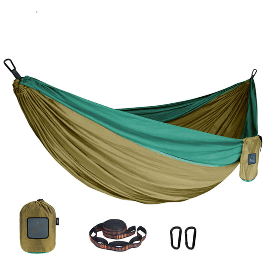 Single Person Outdoor Camping Hammock With Nylon Color Matching Hammock High Strength Parachute Fabric Portable Hanging Bed