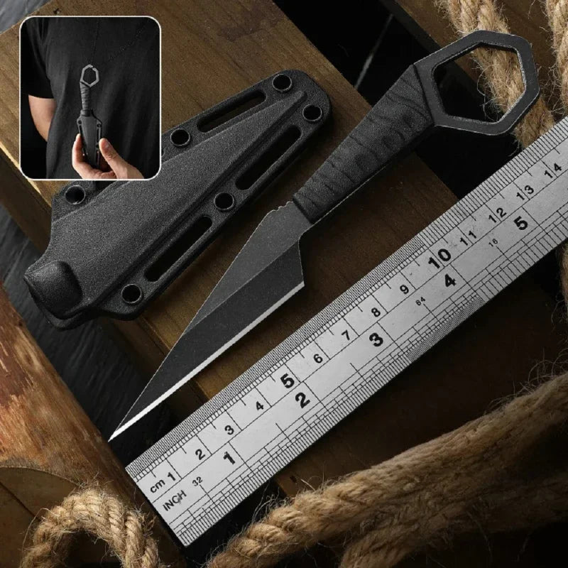 New 5CR15MOV stainless steel mini necklace straight knife, outdoor camping self-defense knife, EDC portable tool knife