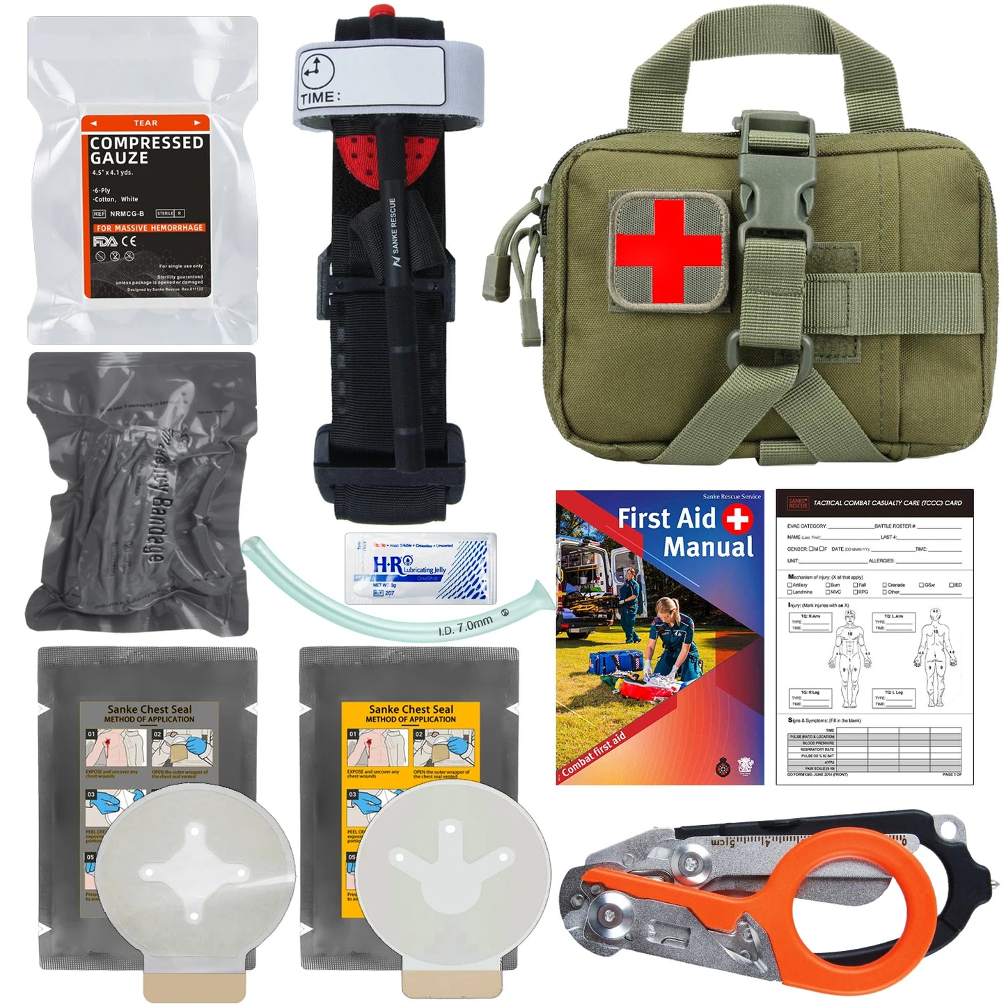 SanKe Rescue IFAK First-Aid Kits EDC Trauma Combat Training Survival Kit Tourniquet Israeli Bandage Chest Seal Camping Militar