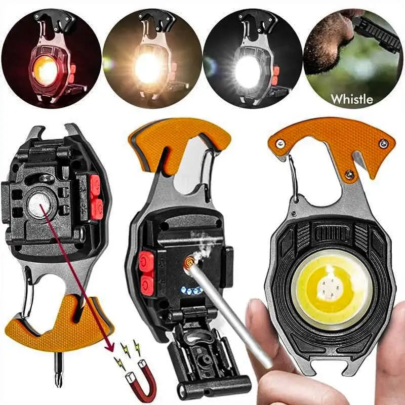 15 In 1 Multifunction LED Keychain Flashlight USB Rechargeable Flashlight Screwdriver for Outdoor Camping