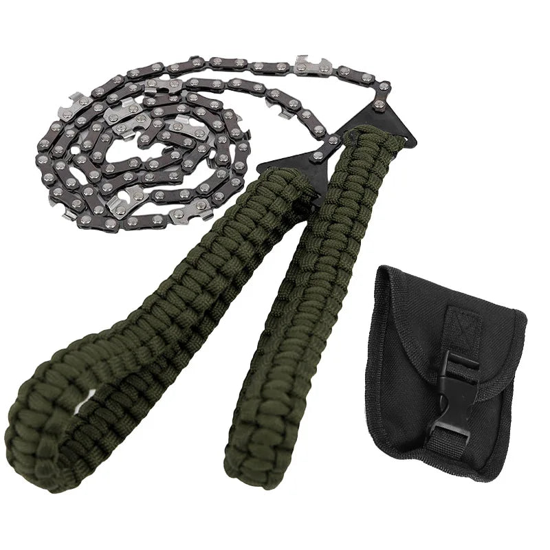 11 Tooth Handheld Chains Saw Portable Survival Hand Zipper Saw Wire Saw Outdoor Hiking Wood Cutting Tool with Bag Camping Gear