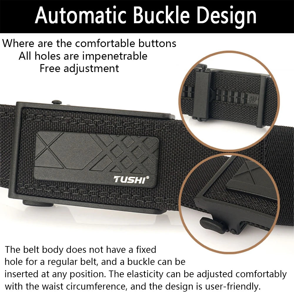 TUSHI New Military Gun Belt for Men Nylon Metal Automatic Buckle Police Duty Belt Tactical Outdoor Girdle IPSC Accessories