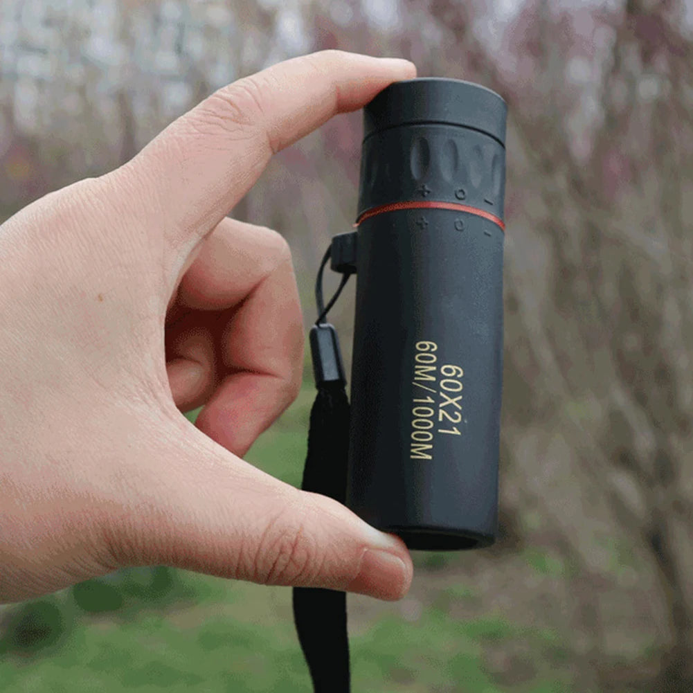 60x21 BAK4 Zoom Monocular Binoculars with Wrist Strap Mini Portable Telescope Optics Scope for Outdoor Camping Hunting Telescope