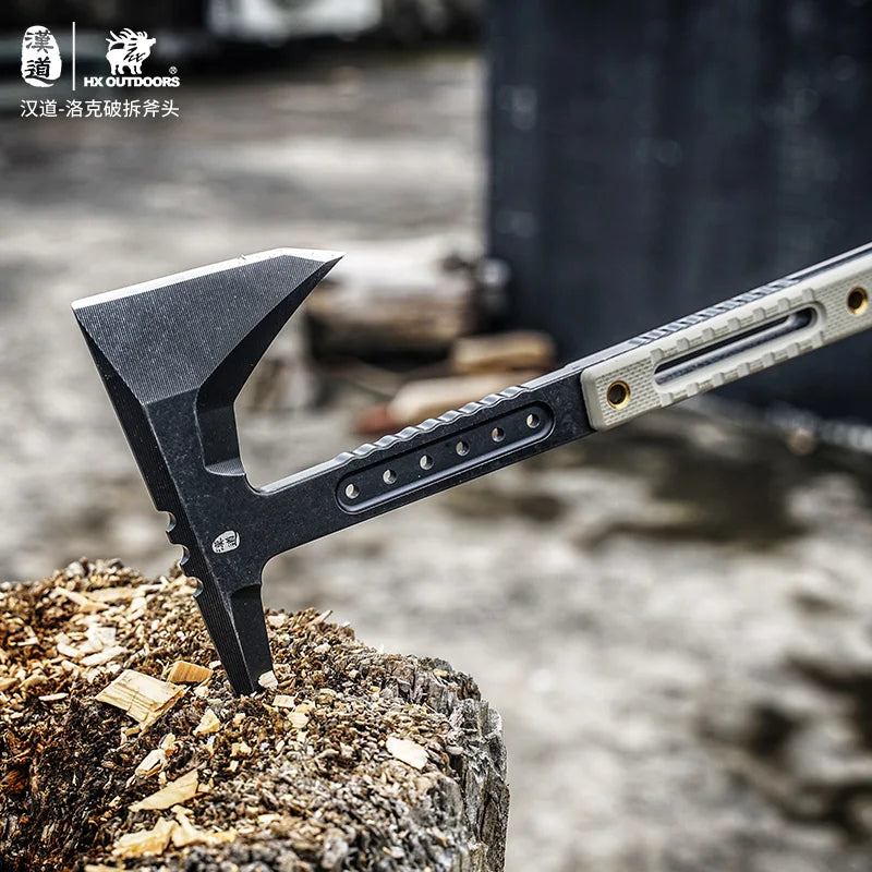 HX Outdoors DC53 Steel Multifunctional Hunting Camping Tactical Axe Artillery Fire Rescue Hammer Axes G10 Handle Dropshipping