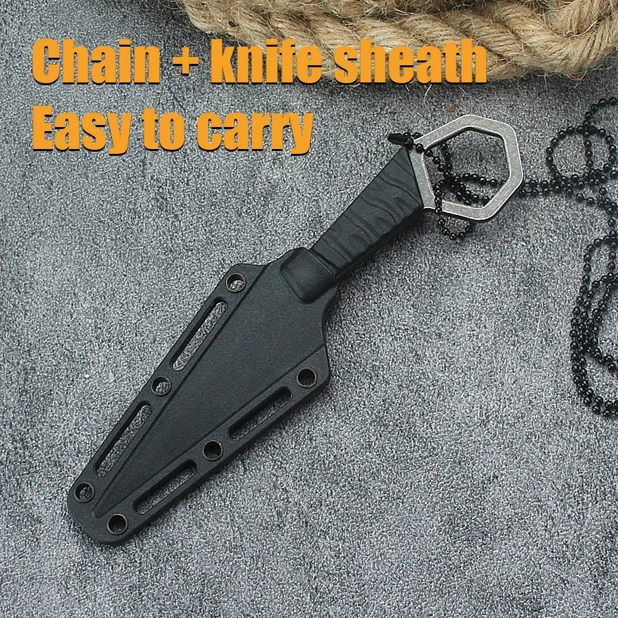 New EDC Pocket Knife Necklace Knife Multifunctional Tactical Knife K Sheath Portable Camping Mini Straight Outdoor