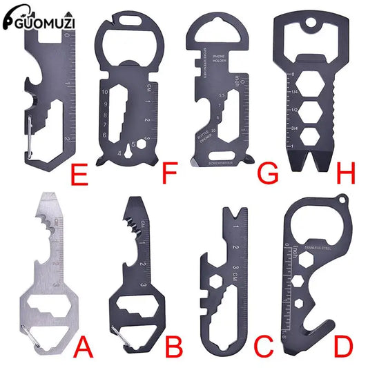 Multitools EDC Stainless Steel Keychain Outdoor Survival Gear Gadget Bottle Opener Multi Pocket Tool Pendant Keyring