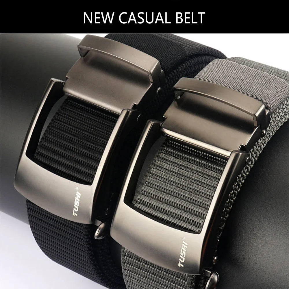 TUSHI NEW Tactical Belt Metal Automatic Buckle Quick Release Belt Casual Nylon Tooling Training Belt Men Trousers Military Belt