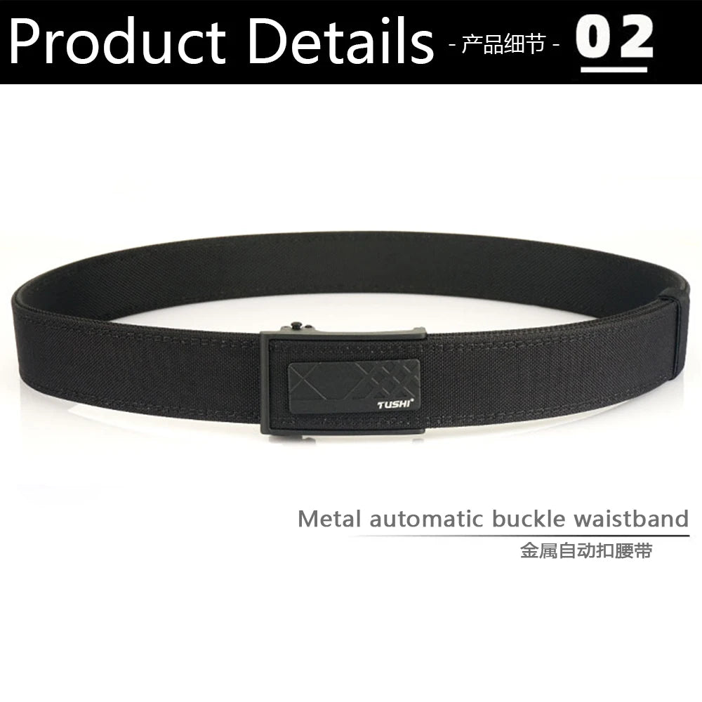 TUSHI New Military Gun Belt for Men Nylon Metal Automatic Buckle Police Duty Belt Tactical Outdoor Girdle IPSC Accessories