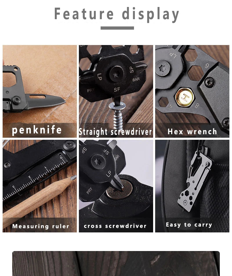 Stainless Steel Folding Knife Multifunction Outdoor Tool Fruit Cutting Picnic Peeling Keychain Camping Carabiners Screwdriver