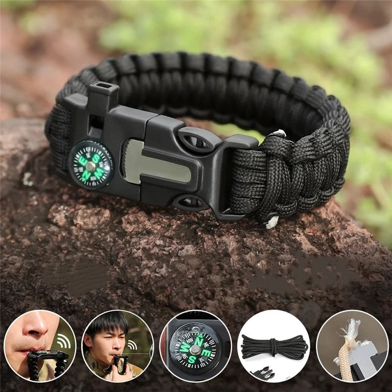 Outdoor Multi-function Paracord Survival Bracelet Men Women Camping Adventure Emergency Rescue Survival Rope Bracelet