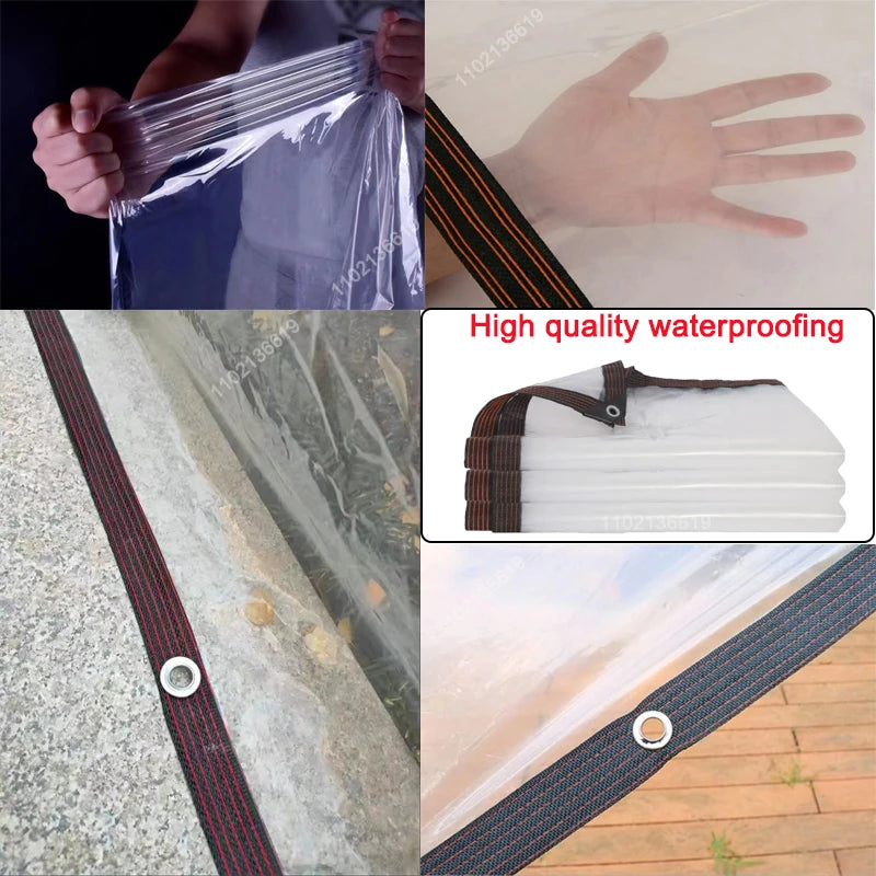 Transparent Outdoor Tarpaulin 0.16mm PE Rainproof Garden Plant Cover Gazebo Pergola Canopy Dog Pet Window Windproof Awning