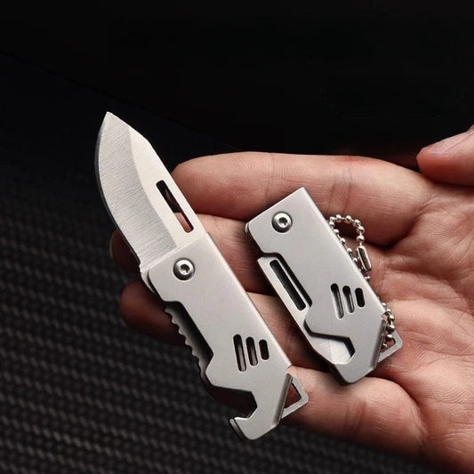 Mini Folding Knife D2 Steel Portable Camping Survival Knife Pocket Folding Knife Self-defense Knife Keyknife Keychain Pendant