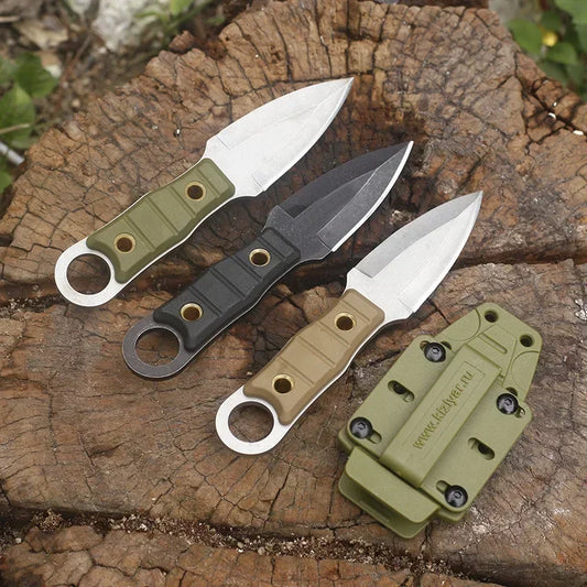 2024 New Camping Survival Tactical Small Straight Knife with K Sheath, Hiking, Portable Versatile Outdoor Knife, High Hardness