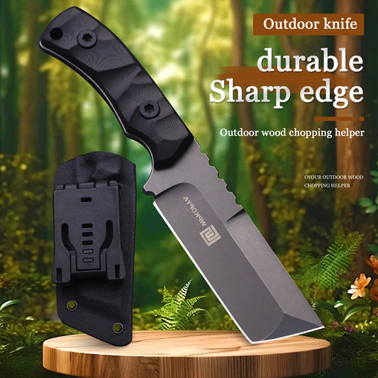 440c Hardened Outdoor Camping Tactical Straight Knife +K Sheath, Jungle Kitchen Knife, Hunting Straight Knife, EDC tool knife