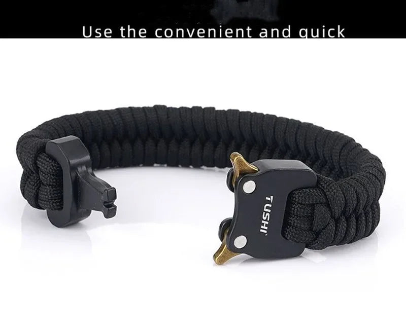 Outdoor Travel Camping Hiking 7 Core Paracord Braided Weave Plastic Buckle Paracord Survival Bracelet