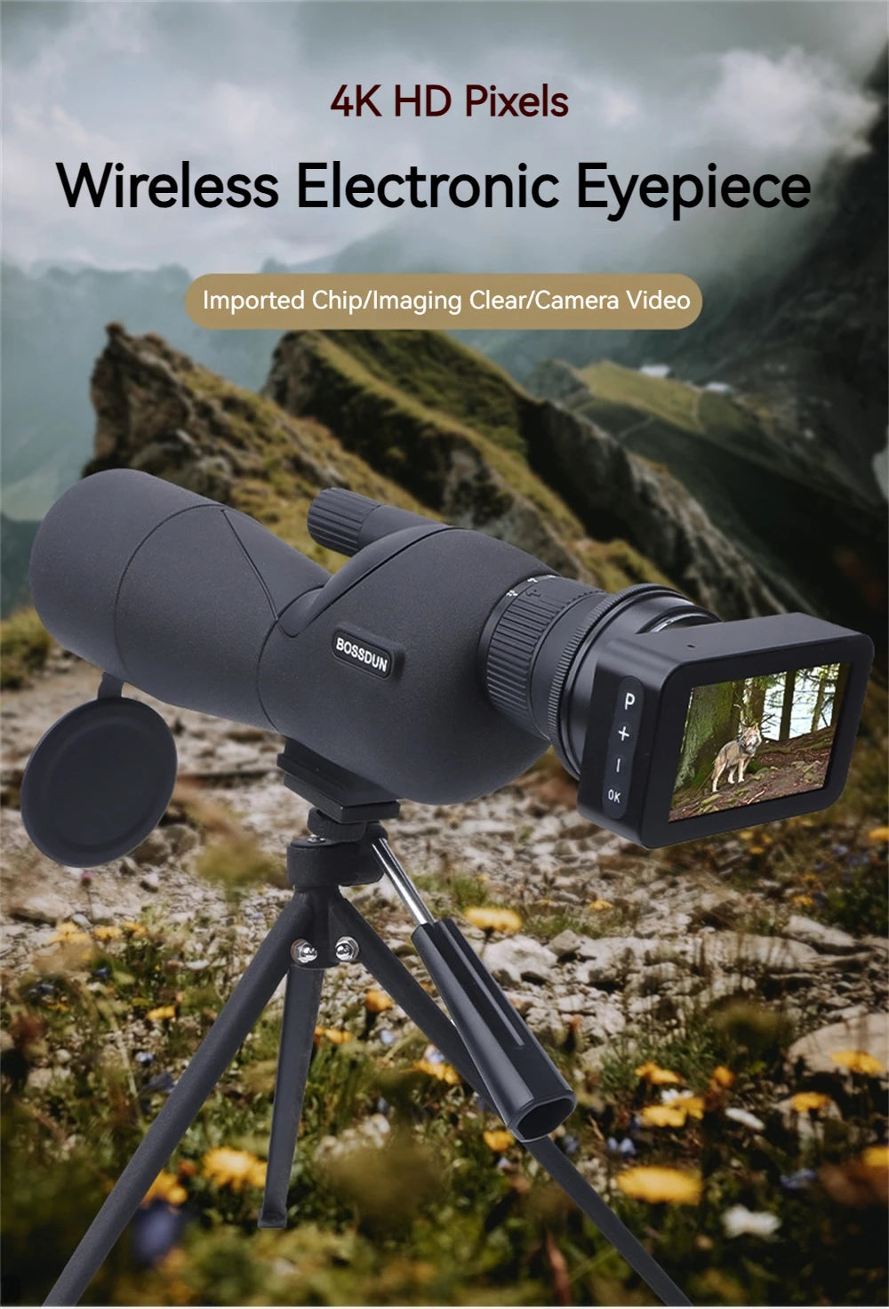 3 inch 4K HD Digital Telescope Eyepiece Portable Low Light Night Vision Camera for Monocular Binocular Telescope Spotting Scope