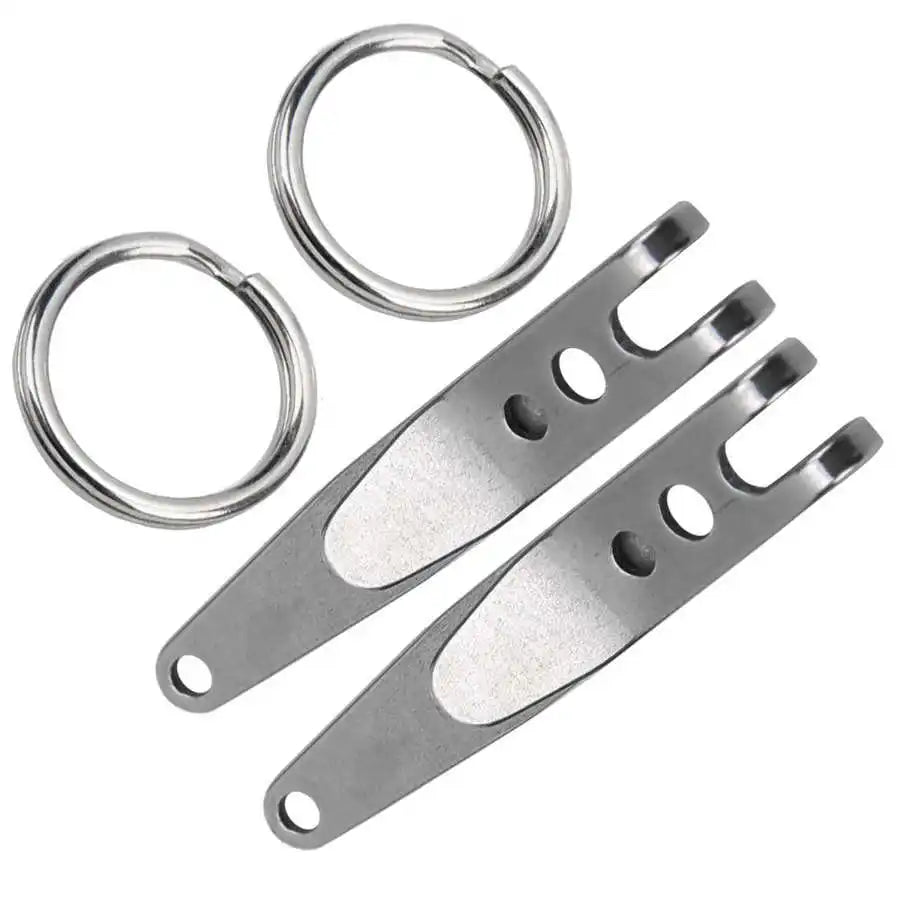 2Pcs Mini Outdoor Belt Clip Stainless Steel Suspension Pocket Clip Key Holder with Keychain Outdoor Tools