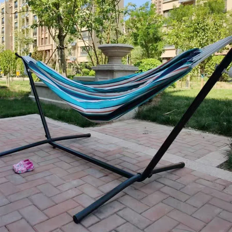 TieHo Portable Metal Hammock Stand, Simple Swing Frame, Anti-side-turn Canvas Camping Base, Outdoor Iron Stong Floor Stand