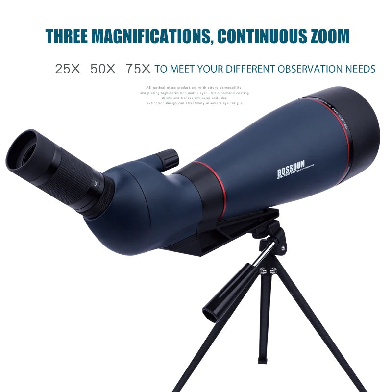 25-75x100 HD Professional Spotting Scope Monocular Telescope Carrying Bag  Night Vision Bird Watching Hunting Target Shooting