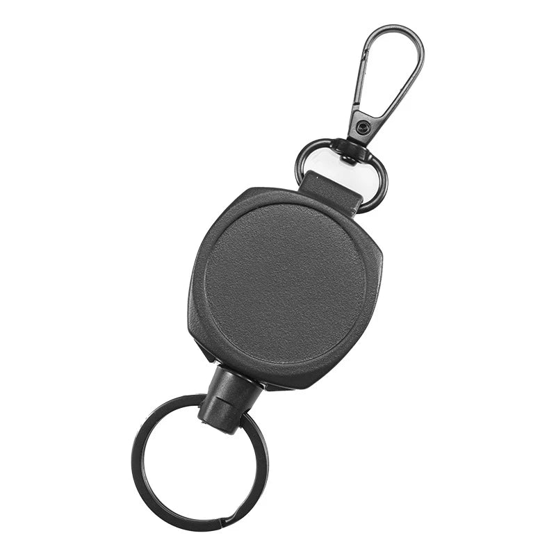 Heavy Duty Retractable Key Chains Pull Reel Carabiner Strong Steel Wire Rope Buckle Spring Key Ring Outdoor Sporty Keychain Tool