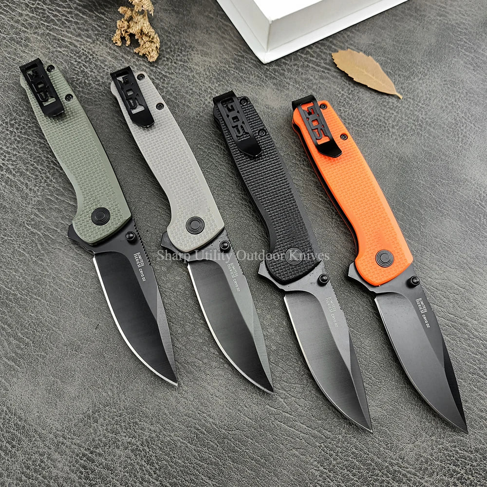 D2 Multifunctional Tactical Folding Blade Knife Nylon Fiber Handle Utility EDC Outdoor Camping Survival Knives Fruit Cutter