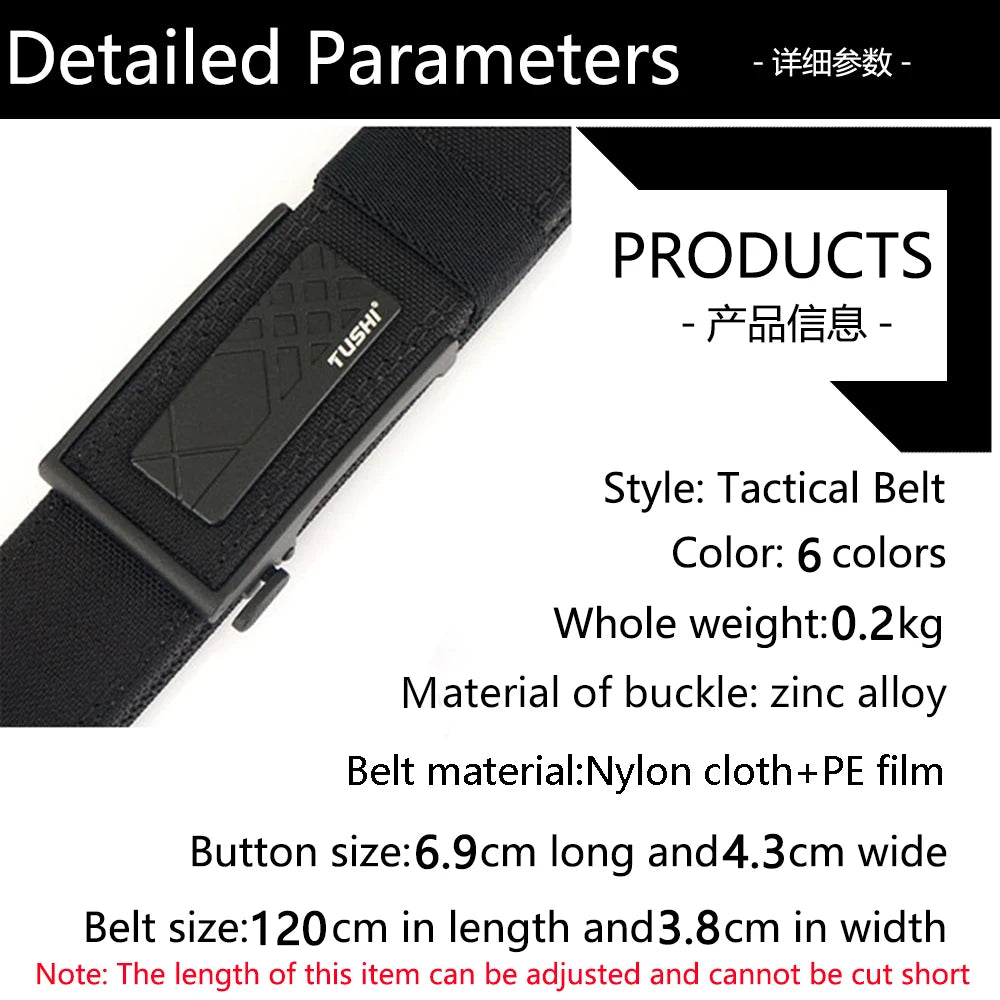 TUSHI New Military Gun Belt for Men Nylon Metal Automatic Buckle Police Duty Belt Tactical Outdoor Girdle IPSC Accessories