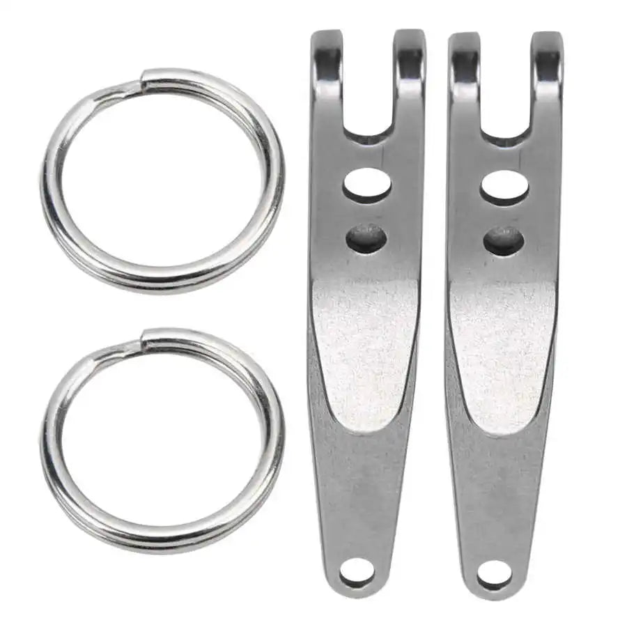 2Pcs Mini Outdoor Belt Clip Stainless Steel Suspension Pocket Clip Key Holder with Keychain Outdoor Tools