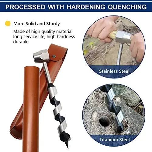 Handmade Scotch Eye Wood Auger Drill Bit Manual Auger Drill Portable Manual Survival Drill Bit Self-Tapping Survival Punch Tool