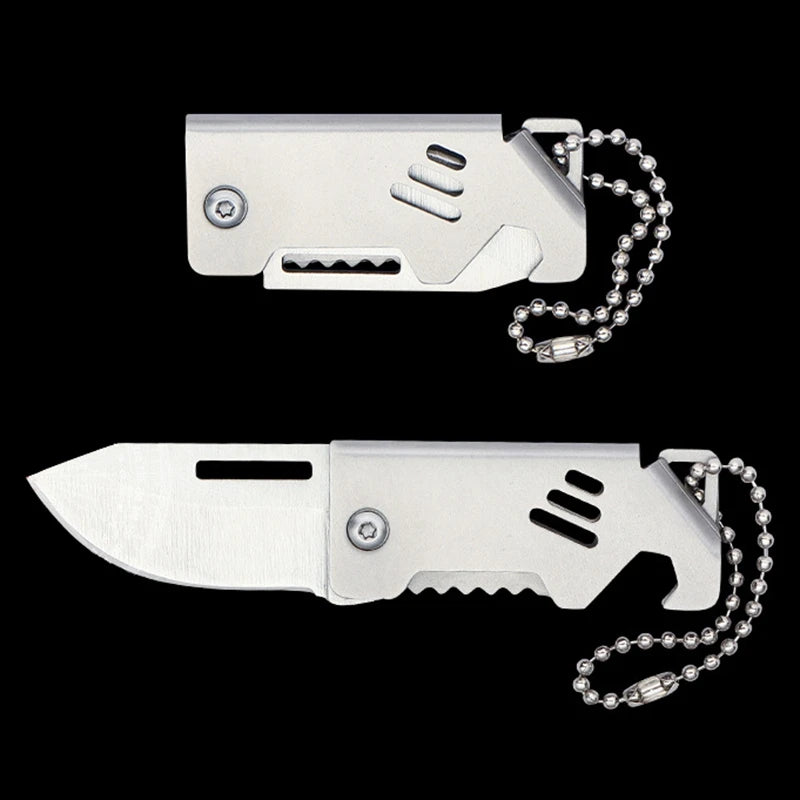 Mini Folding Knife D2 Steel Portable Camping Survival Knife Pocket Folding Knife Self-defense Knife Keyknife Keychain Pendant