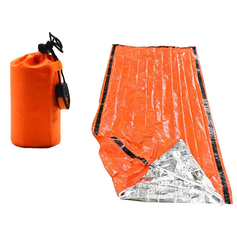 1pcs Portable Waterproof Emergency Survival Sleeping Bag Outdoor Camping Gear Thermal Sack First Aid Rescue Kit Mylar Blanket