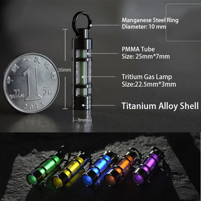 Titanium Keychain Luminous Lights Lamp Titanium Key Ring Life Saving Emergency Lights For Outdoor Survival Tool