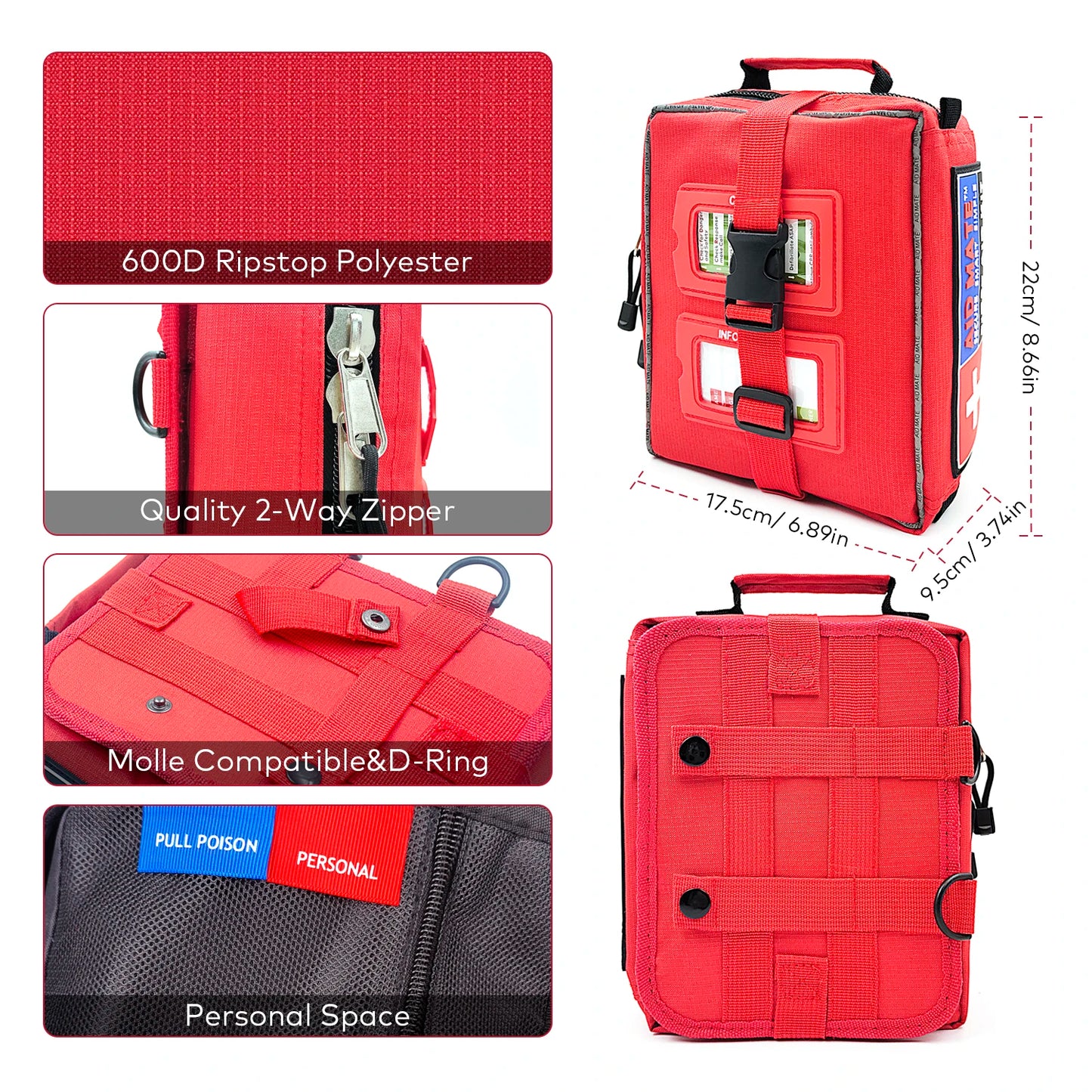 Medium Empty First Aid Kit Car Medical Storage Bag Emergency Survival Kits for Outer Sports Camping Hiking Travel Essentials