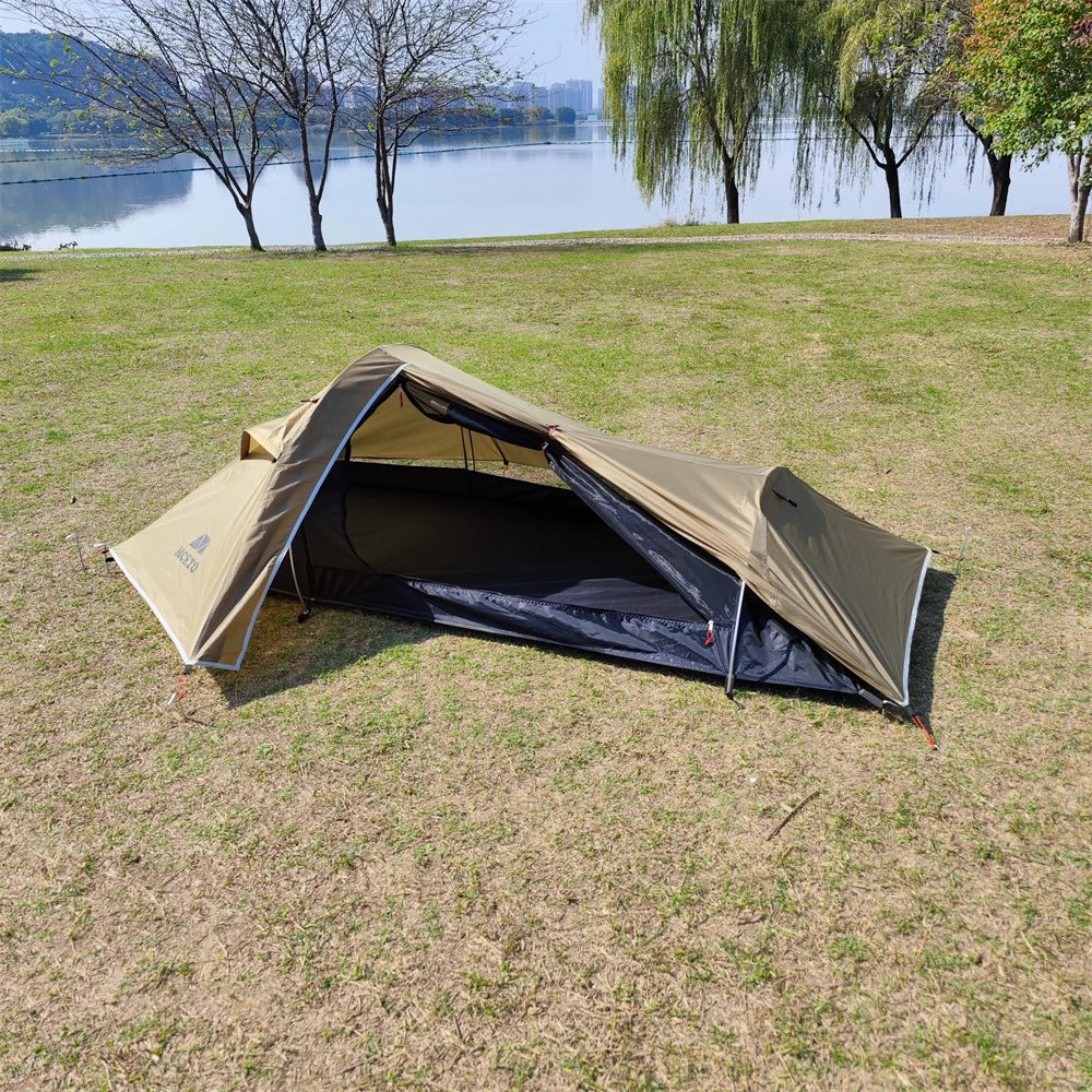 Backpacking Tent 1 Person Ultralight Aluminum Pole Stormproof Camping Tent Suitable for Four Seasons Single Person Tent