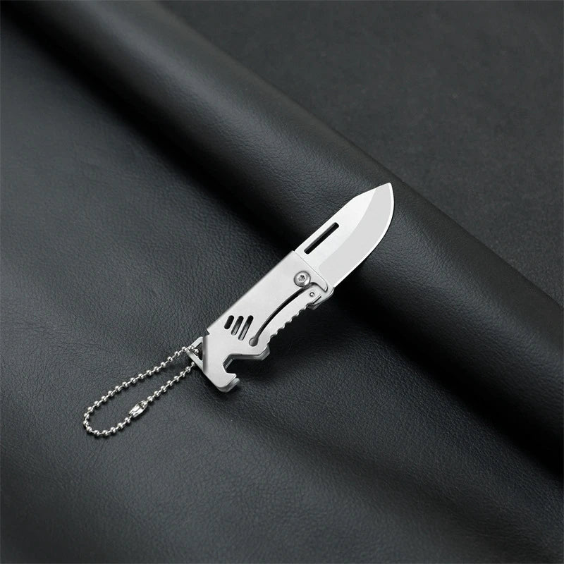 Mini Folding Knife D2 Steel Portable Camping Survival Knife Pocket Folding Knife Self-defense Knife Keyknife Keychain Pendant