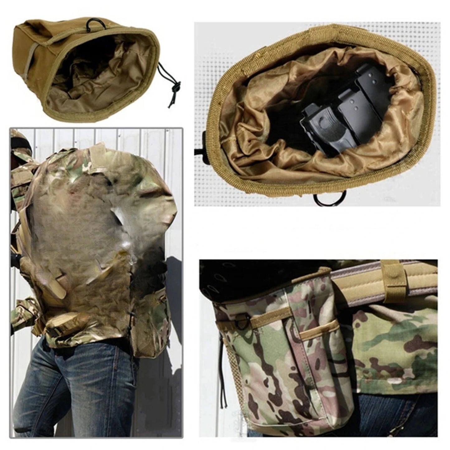 1PC  Molle Drawstring Magazine Dump Pouch Adjustable Utility Belt Fanny Hip Holster Bag Outdoor Ammo Pouch Mag Pouch