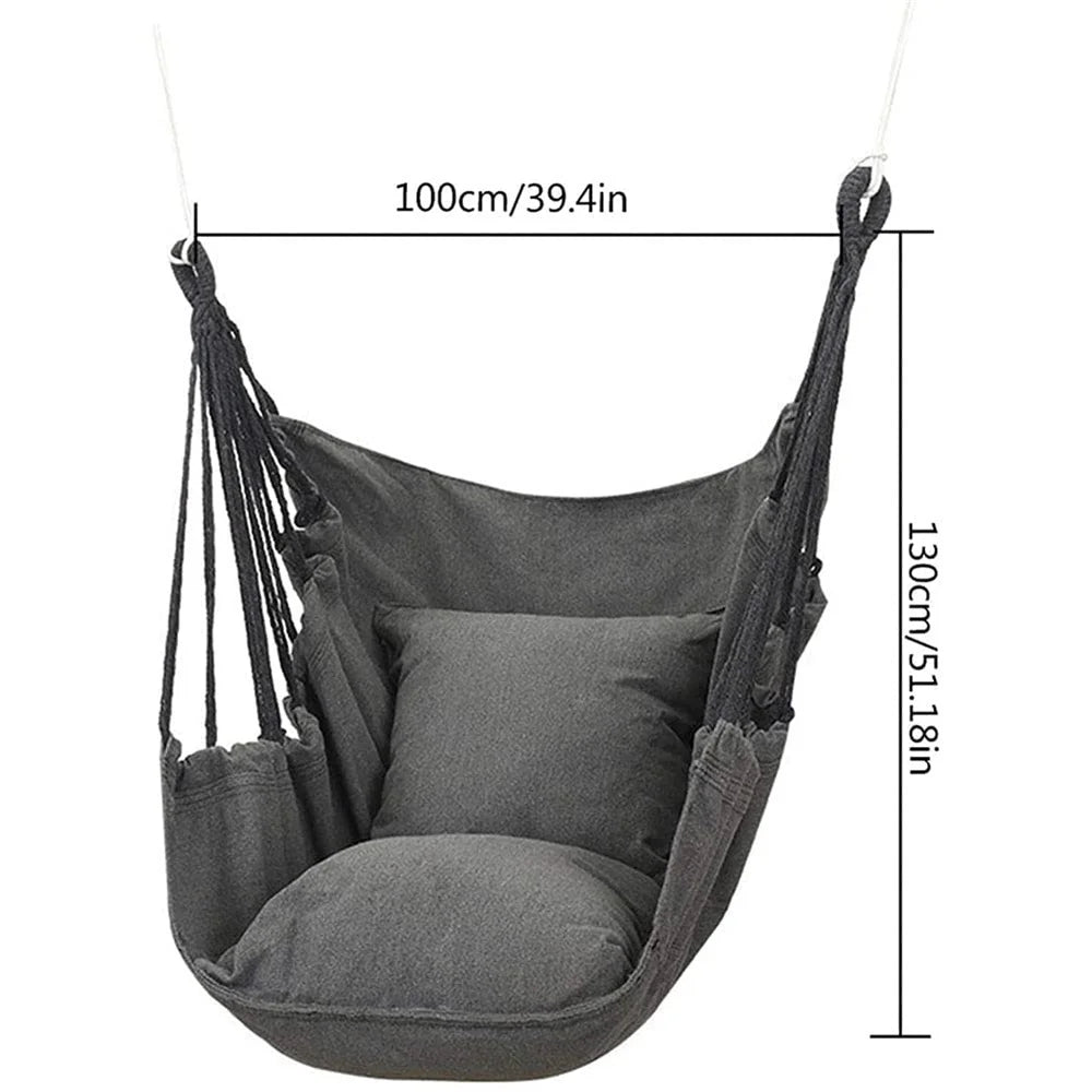 Portable Outdoor Camping Hammock Chair Canvas Swing Hanging Chair Leisure Lazy Rocking Chairs For Patio Garden Balcony Bedroom