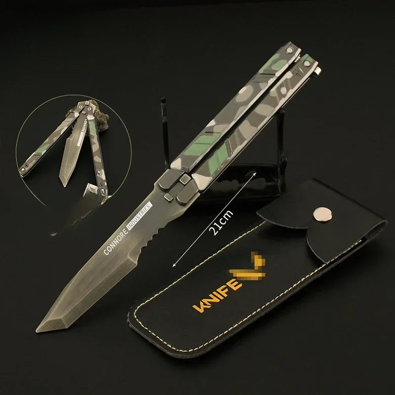 Butterfly Knife-Camouflage 21cm Red Alloy Throwing Knife Weapon Model Toy Valorant Peripheral Reconnaissance