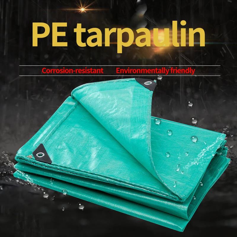 PE Rainproof Canvas Camping Tarp Thicken Sunshade Cloth Portable Camping Tent Waterproof Awning Dust Cover Outdoor Sunshade Sail