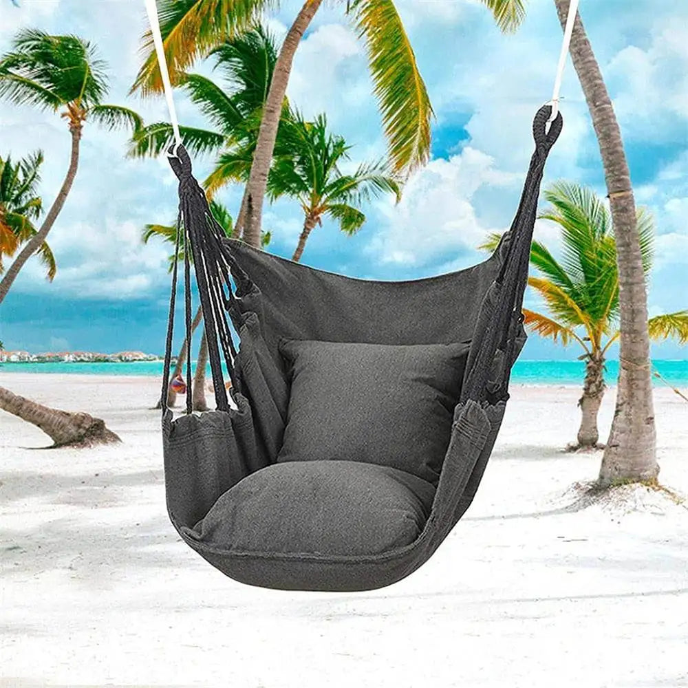 Portable Outdoor Camping Hammock Chair Canvas Swing Hanging Chair Leisure Lazy Rocking Chairs For Patio Garden Balcony Bedroom