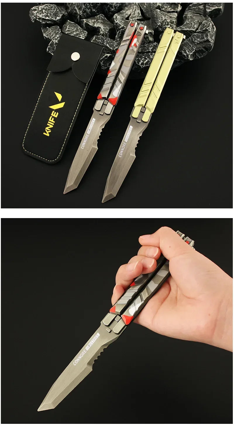 Butterfly Knife-Camouflage 21cm Red Alloy Throwing Knife Weapon Model Toy Valorant Peripheral Reconnaissance