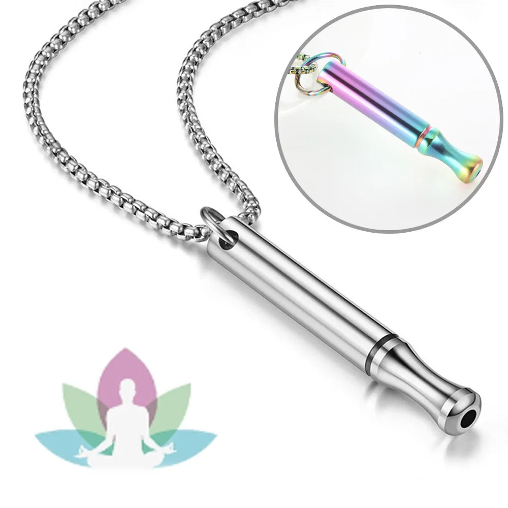 Circular Whistle Pendant - Meditation Breathing Decompression Necklace - Health and Wellness Jewelry for Women and Men