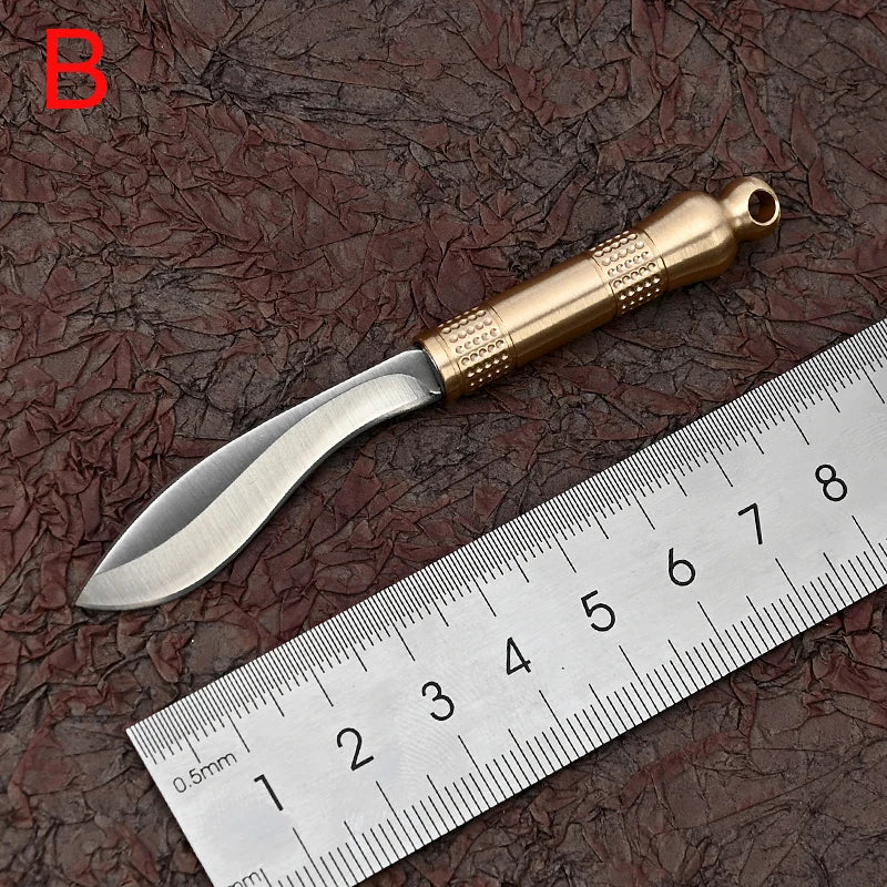 Portable Pocket Mini Stainless Steel Knife With Leather Cover Camping Keychain Package Opener Outdoor Hiking Survival Tools