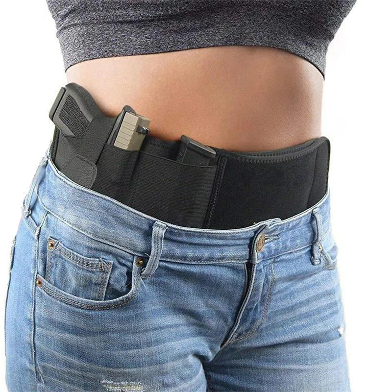 Tactical Belly Gun Holster Concealed Carry Waist Band Pistol Holder with Magazine Bag Invisible Waistband Holster