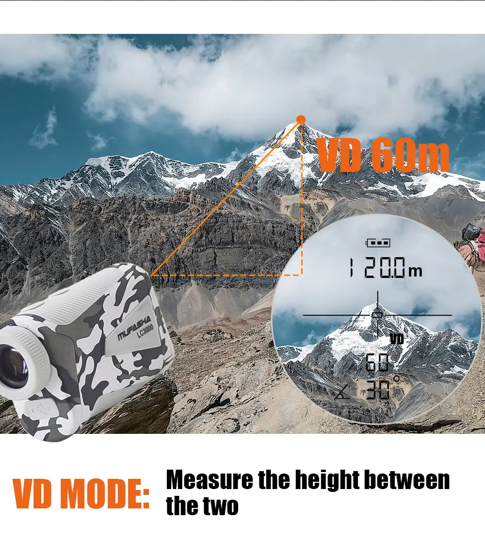 MUFASHA-High Accuracy Laser Rangefinder, Angle Measurement, Height Measurement, 6X Magnification, Li-Ion Battery, 3000m