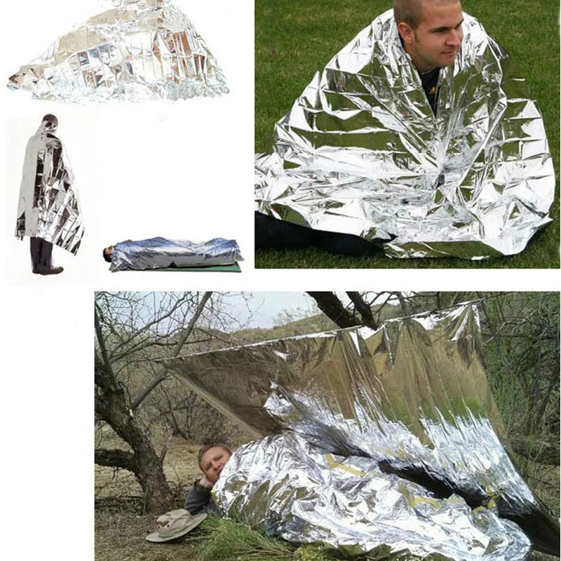 4pcs Emergency Blanket Outdoor Survive First Aid Rescue Kit Windproof Waterproof Foil Thermal Blanket For Camping