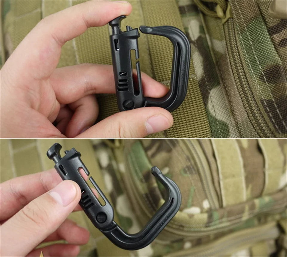 Plastic D-Ring Tactical Carabiner Keychain Hard Polymer Hanging Hook Buckle Clip Survival Tool for Outdoor Travelling Camping