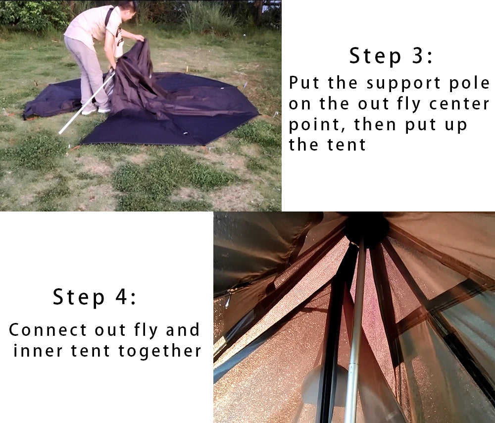 Camping Hot Tent with Chimney Window Outdoor Ultralight Tipi Teepee Tent Pyramid Double Layer Bushcraft 1 Person Tents Hot Tent