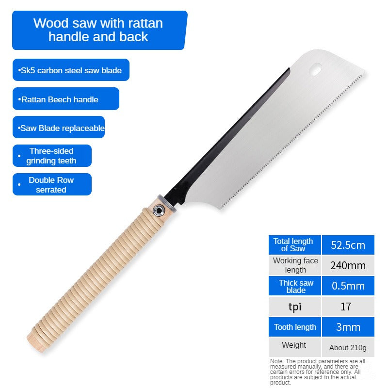 2023 High-quality Efficient Japanese-Style Saw with Rattan Handle for Smooth and Precise Wood Cutting Crosscutting Boards Tools