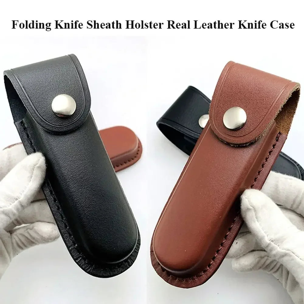 1PC Brown Fold Knife Scabbard Tool Flashlight Belt Loop Case Holder Leather Sheath Pocket Hunt Camp Outdoor Carry Equipment