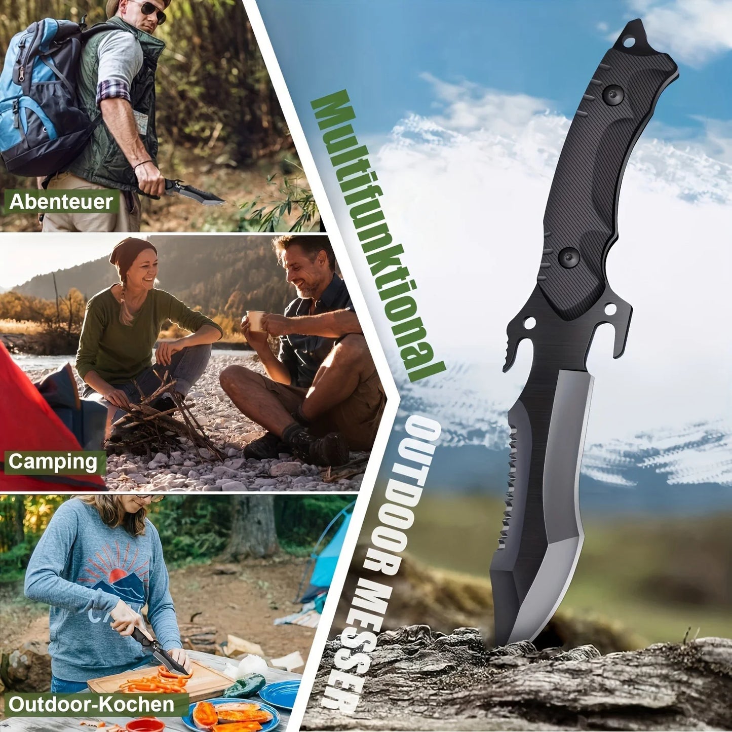 Survival Knife, EDC Portable Pocket Knife, Self-Defense, Outdoor Multi-purpose Survival Knife and Cutting Knife